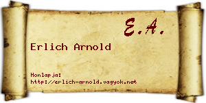 Erlich Arnold névjegykártya